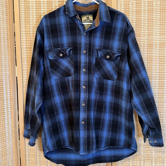 Field & Stream Mens XL Blue‎ Plaid Flannel Heavy Cotton Shacket Preppy Outdoor - Picture 1 of 6